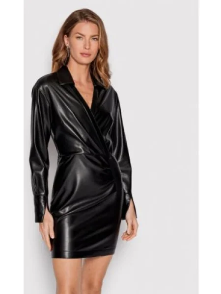 Patrizia Pepe Rochie din imitație de piele Regular Fit negru