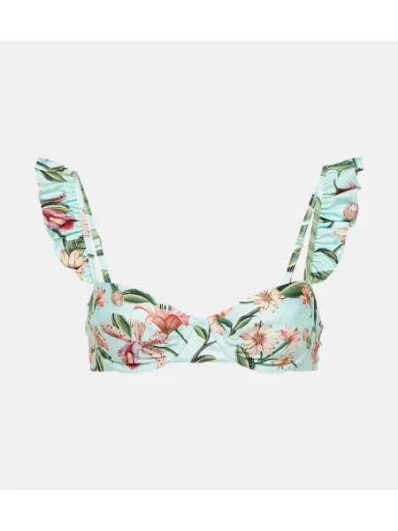 Bikini Agua By Agua Bendita cu model floral cu volane albastru