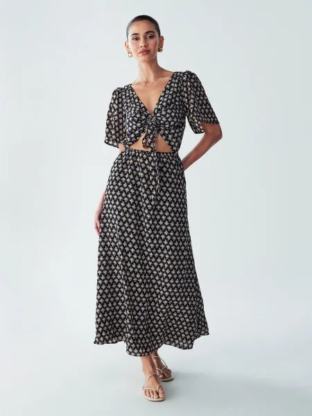 St MRLO Rochie Bobbie bej deschis negru