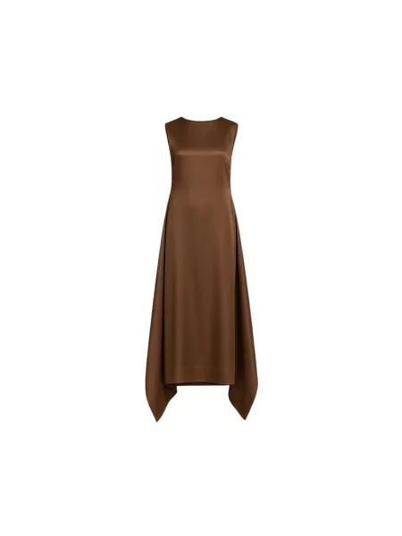 Sukienka maxi Alberta Ferretti z organzy brązowa