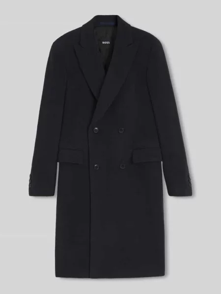 Płaszcz w kroju slim fit z mieszanki wełny z alpaki model Hyde-DB-Peak' Boss granatowy