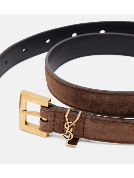 Curea Saint Laurent din piele de căprioară maro