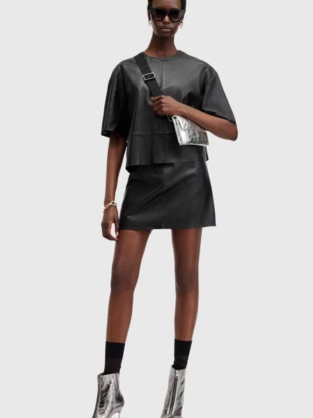 Fustă din piele Allsaints negru