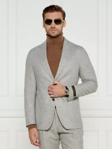 Windsor Gyapjú zakó Giorno | Shaped fit kasmír hozzáadásával szürke