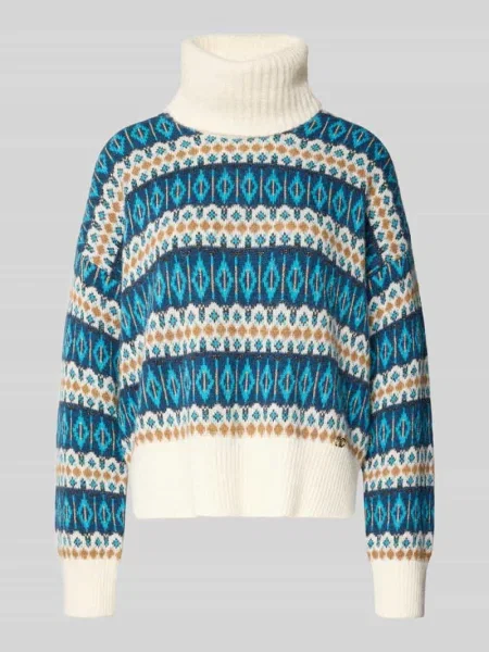 Sweter z golfem z domieszką wełny z alpaki Liu Jo White błękitny