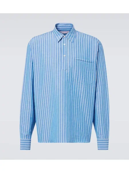 Lněná pruhovaná košile Orlebar Brown modrá