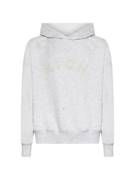 Суичър с качулка John Richmond с протрити краища сиво