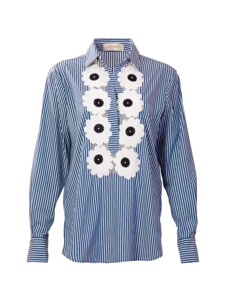 Bluză Silvia Tcherassi cu dungi albastru