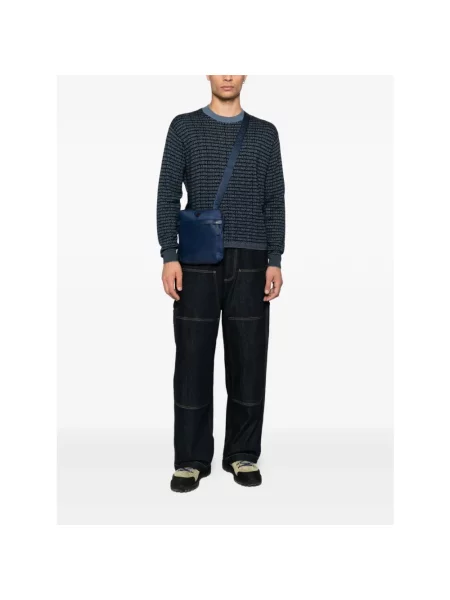 Jedwabny sweter Emporio Armani niebieski