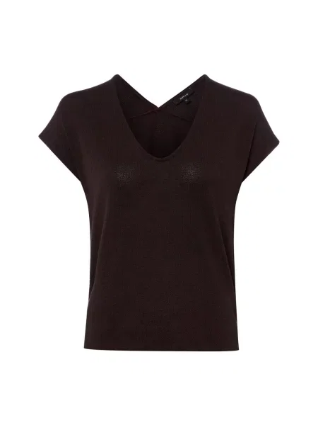 T-shirt z mieszanka z dekolt w serek model SIRUKUS' Opus brązowa