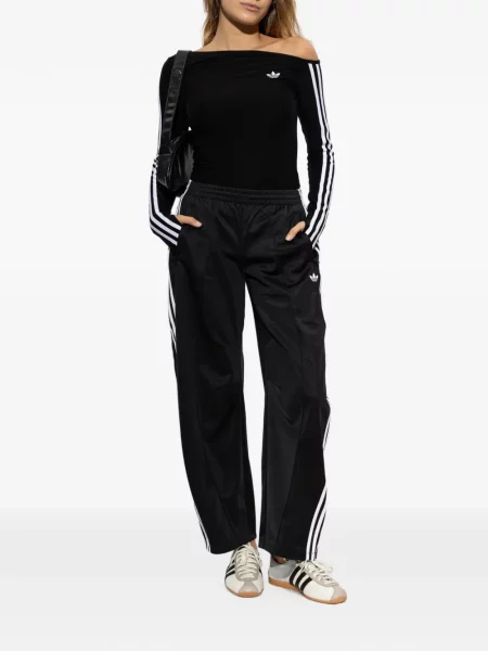 Τρέξιμο παντελόνι Adidas με κορδόνι με βολάν μαύρο