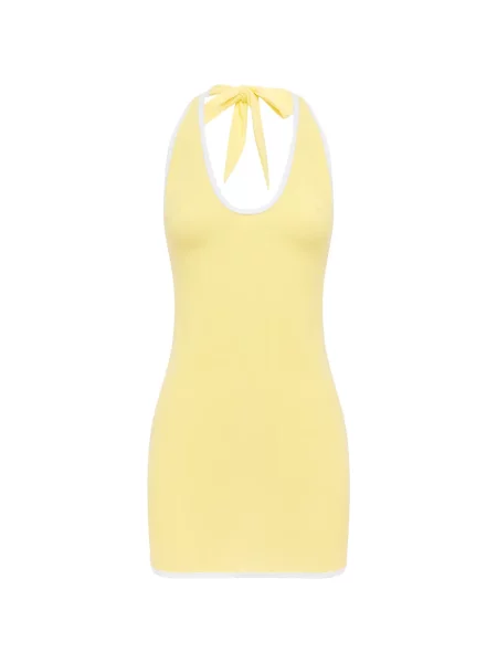 Sukienka mini Fae Swim z dekoltem halter żółta