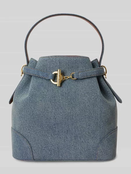Torebka do ręki z denimu Lauren Ralph Lauren niebieska