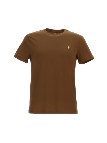 Polo Ralph Lauren Koszulki Mężczyzna S Ribbed Crew-Neck T-Shirt brązowy