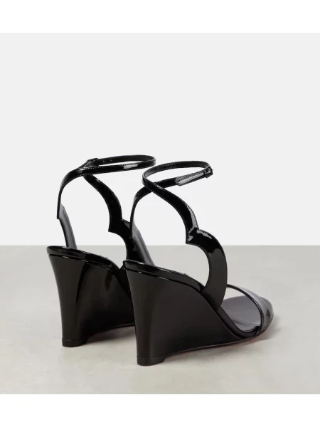 Kožené lakované sandále Christian Louboutin na kline čierna