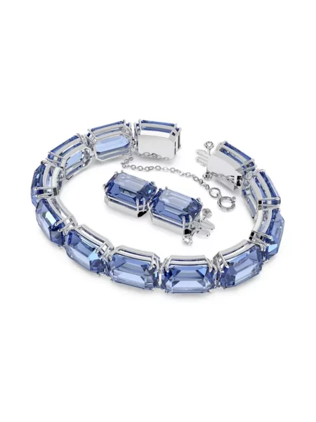 Lniana bransoletka Swarovski elegancka niebieska