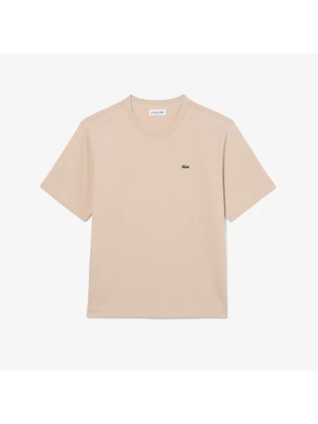 Lacoste T-Shirt Z Okrągłym Dekoltem Relaxed Fit beżowy
