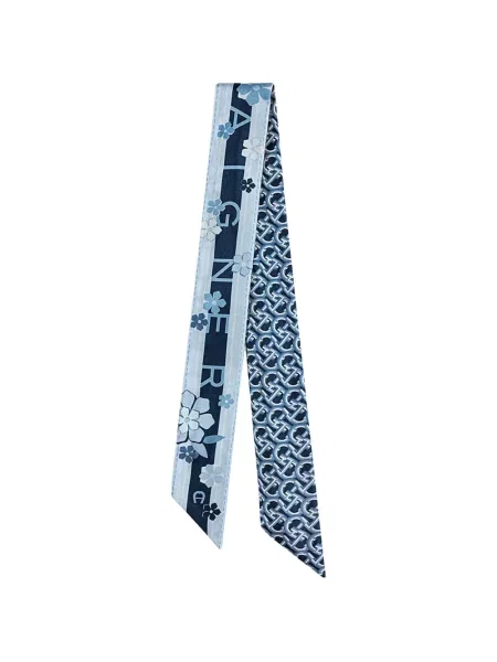 Fular Aigner cu model floral cu imagine albastru