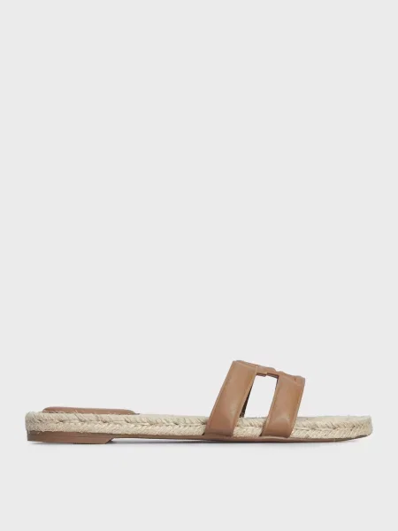 Кожаные шлепанцы Tommy Hilfiger без каблука коричневые