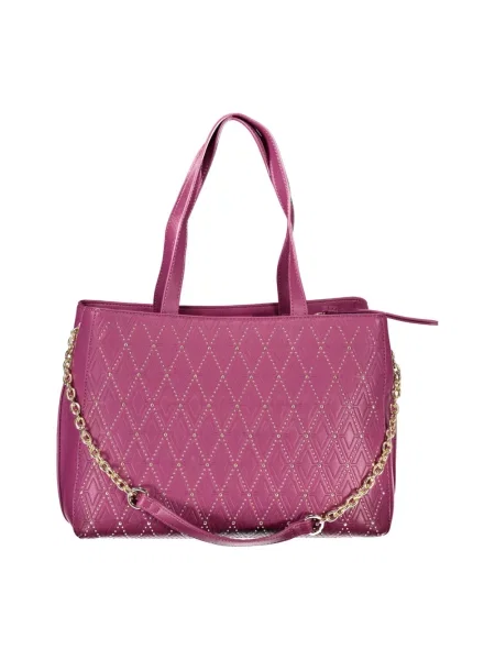 Lniana shopperka Valentino By Mario Valentino fioletowa
