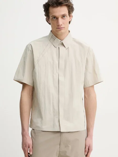 Классическая ошейниковый рубашка Heliot Emil бежевая