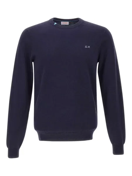 Pulover Sun68 cu decolteu rotund lung albastru