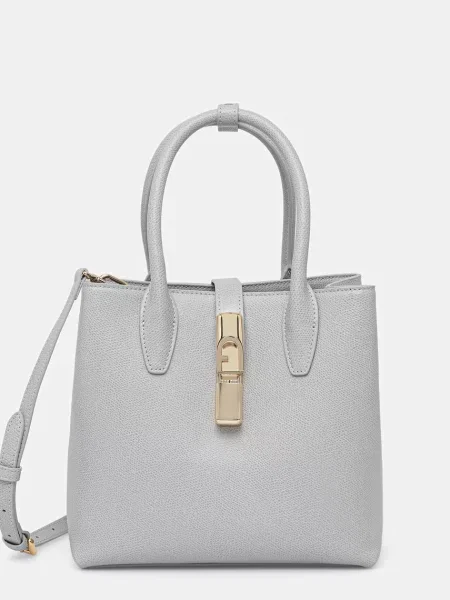 Geantă shopper Furla din piele gri
