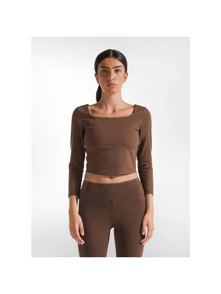 Lung tricou Deha cu mâneci lungi maro