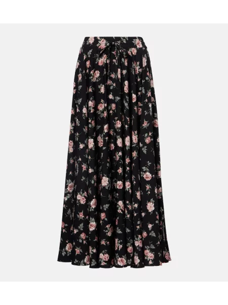 Fustă midi Dolce&gabbana de mătase cu model floral până la genunchi negru