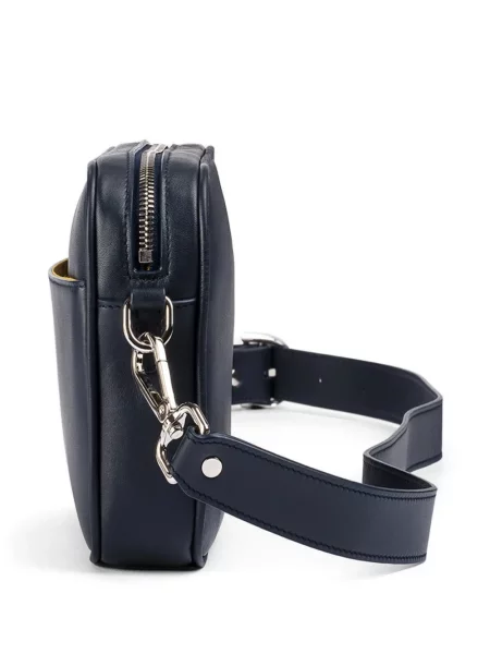 Kožená crossbody taška Doucal's s autogramem modrá