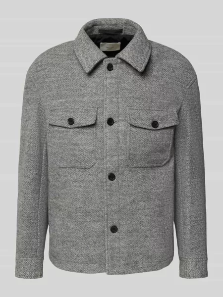 Kurtka koszulowa o kroju regular fit z dodatkiem wełny model ‘MITCH’ Selected Homme srebrna