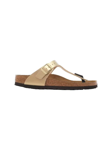 Șlapi Birkenstock din piele auriu