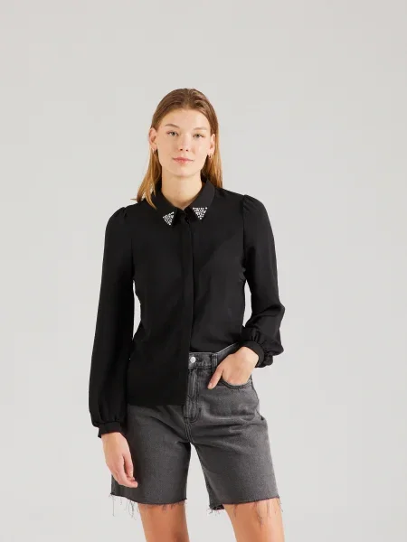 ONLY Bluză METTE negru / alb perlat