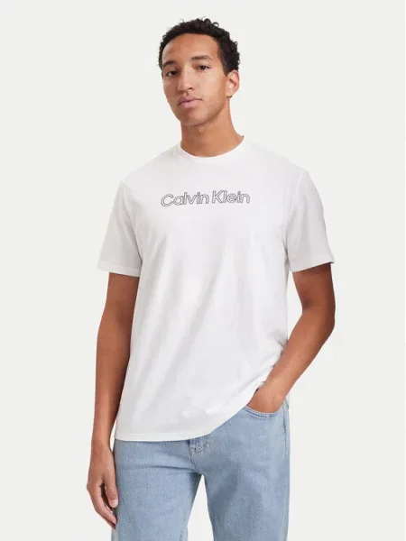 Тениска Calvin Klein с автограф бяло