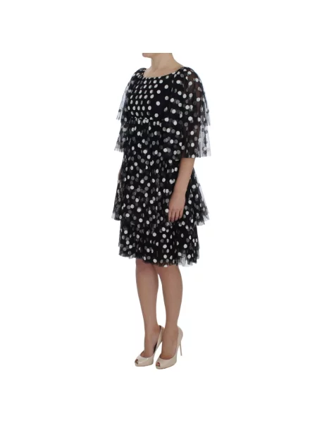 Sukienka Dolce And Gabbana w grochy z falbankami czarna