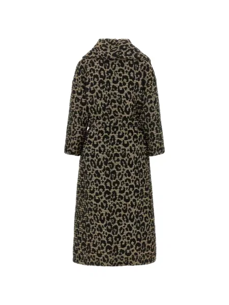 Palton Herno cu imagine cu model leopard din jacard negru