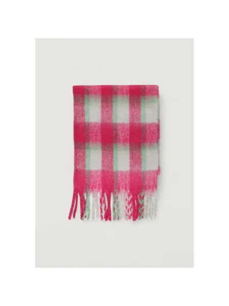 Fular Only în carouri alb