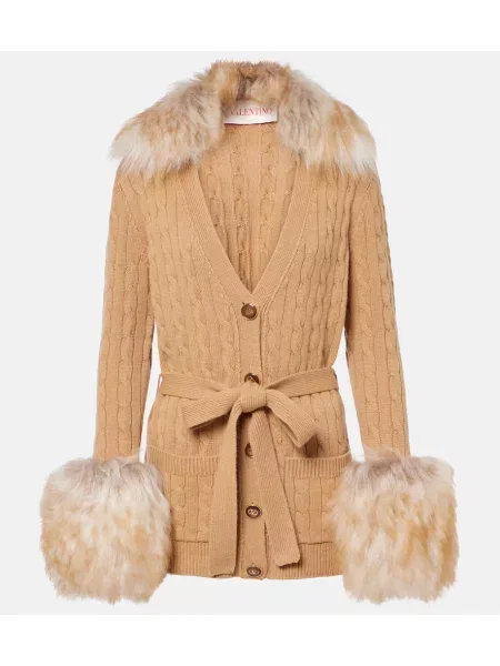 Kardigan Valentino z kaszmiru brązowy