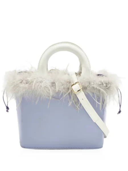 Geantă shopper Staud cu pene violet