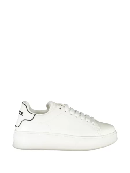 Sneakerși Gaelle cu șireturi cu platformă din dantelă alb