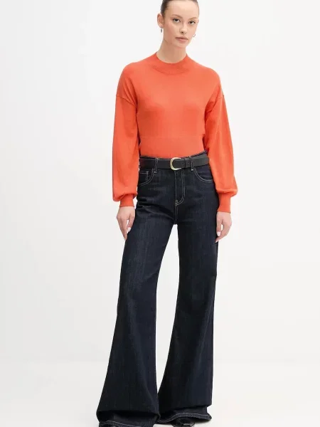 United Colors of Benetton Pulover z dodatkom volne oranžna