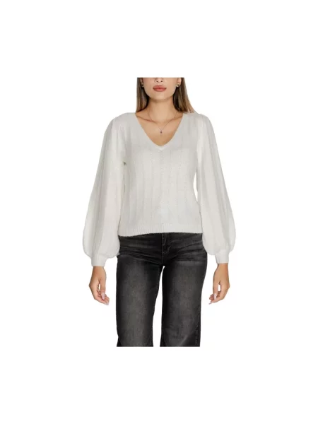 Sweter Guess wełniany z dekoltem w serek czarny