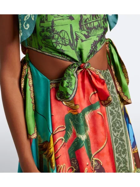 Rochie midi Alemais de mătase cu imagine