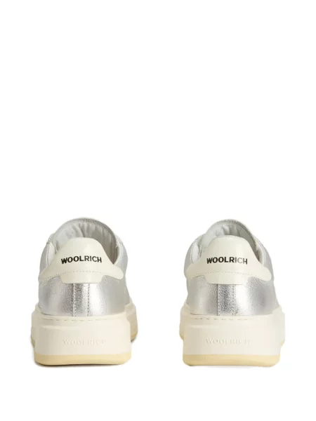 Sneakerși Woolrich din piele cu platformă argintiu