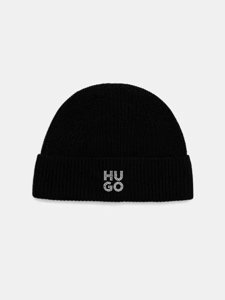 HUGO pălărie din amestec de lână negru