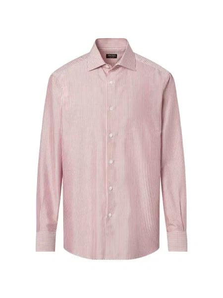 Hedvábné pruhované pruhované košile Zegna červené