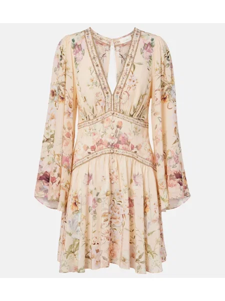 Svilen cvetlična obleka Camilla s cvetličnim vzorcem