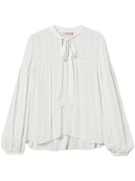 Bluză Twinset cu dungi din jacard alb