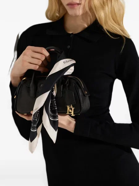 Fular Elisabetta Franchi de mătase negru