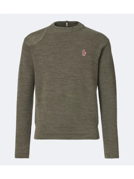Pulover Moncler Grenoble de lână cu autograf verde